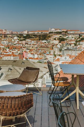 Rooftop at the lumiares hotel in lisbon with a view overlooking the city