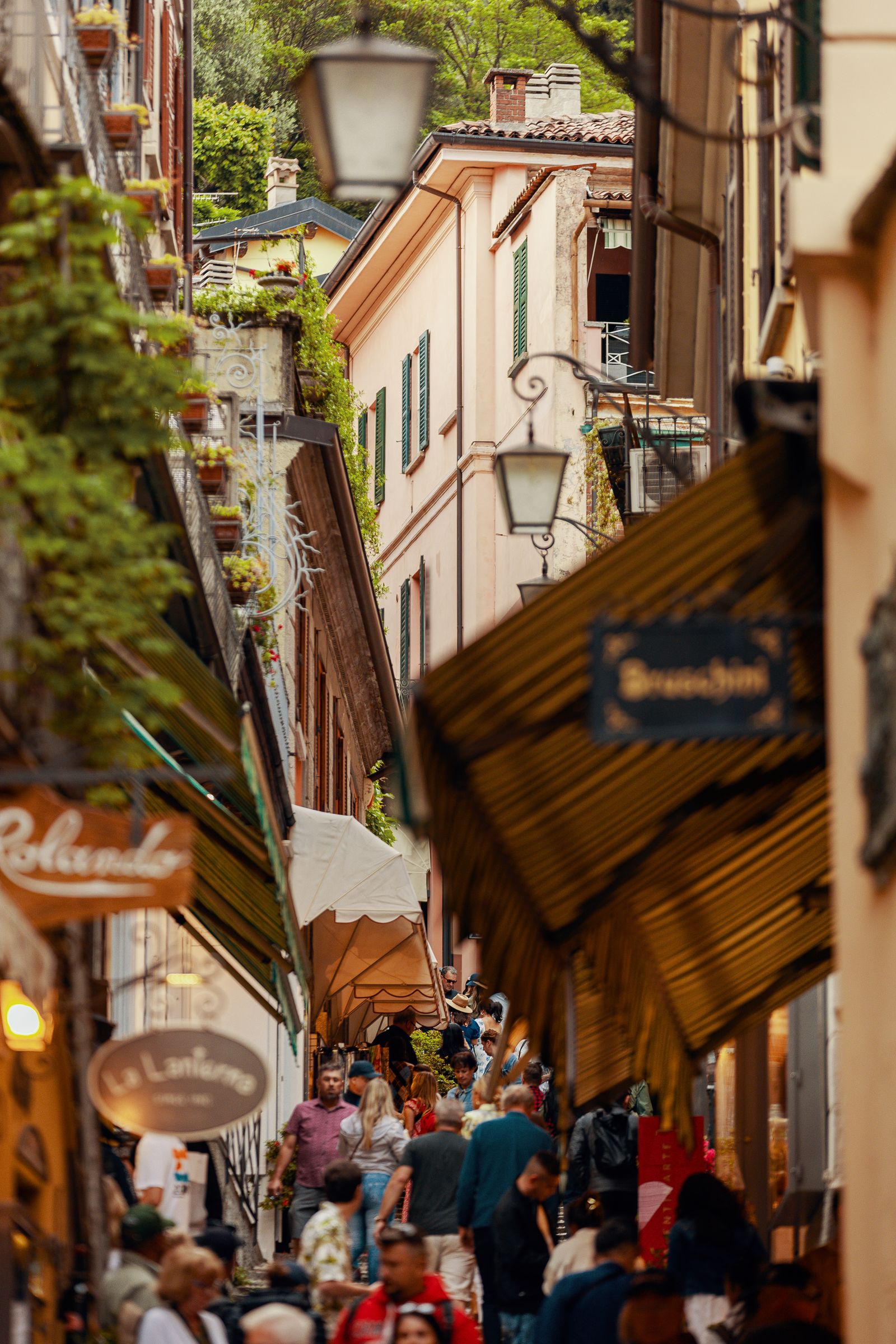 Guests enjoying a stroll in a town during one of the stops on the Danube Express