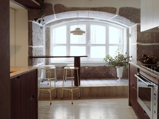 Image may contain Indoors Interior Design Plant Kitchen Lamp and Window